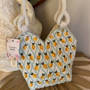Handcrafted Viral Lemon Beaded Bag